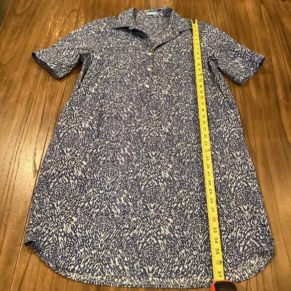 J. McLaughlin Arissa Shirt dress collared Cap Sleeve Popover blue Beatriz Spot L - Picture 3 of 8